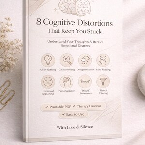 Blad cognitieve vervormingen voor therapie | Hand-out voor klanten, pdf | Afdrukbare psycho-educatie CGT voor counselors