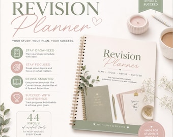 Revision Planner PDF | Study Organizer for Exams (Digital Download)