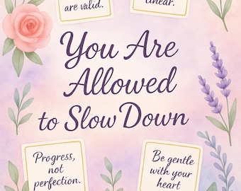Printable Mental Health Affirmation Cards: Self-Care PDF Deck for Emotional Support (10 pieces)