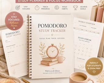 Pomodoro Study Tracker Printable PDF | Student Planner, Focus Workbook (Digital Download)