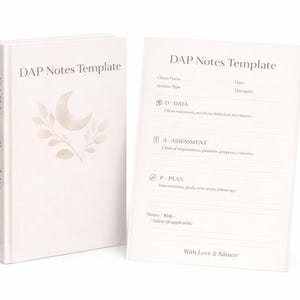 Plantilla de notas DAP / PDF imprimible y rellenable para terapeutas / Documentación clínica / Tamaño carta A4 (EE. UU.)