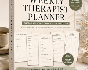 Wekelijkse therapeutplanner | Organisator therapiepraktijk pdf | Planner geestelijke gezondheid voor counselors