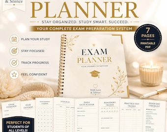 Exam Countdown Planner | Study Tracker, Pomodoro, Prep Organizer (Digital Download)