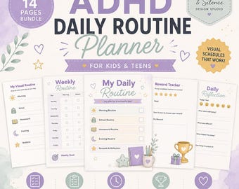 ADHD Daily Routine Planner for Kids & Teens | Visual Schedule Checklist (Digital Download)