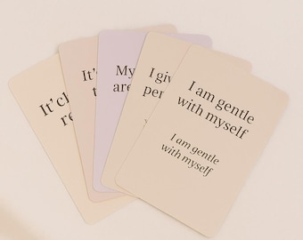 Printable Self-Care Affirmation Cards | 12 Gentle Positive Quotes | Mental Health & Wellness PDF | Instant Download