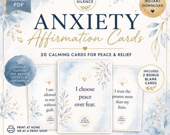Anxiety Relief Affirmation Cards – Printable Emotional Healing Deck (PDF Download)