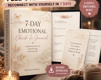 7-daags emotioneel check-indagboek, zelfreflectiewerkboek, mindfulness pdf (digitale download)