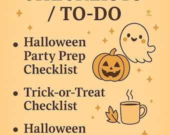 Spooky Halloween Printable Checklists: Party Prep, Trick-or-Treat & Self-Care To-Do Lists | PDF Planner