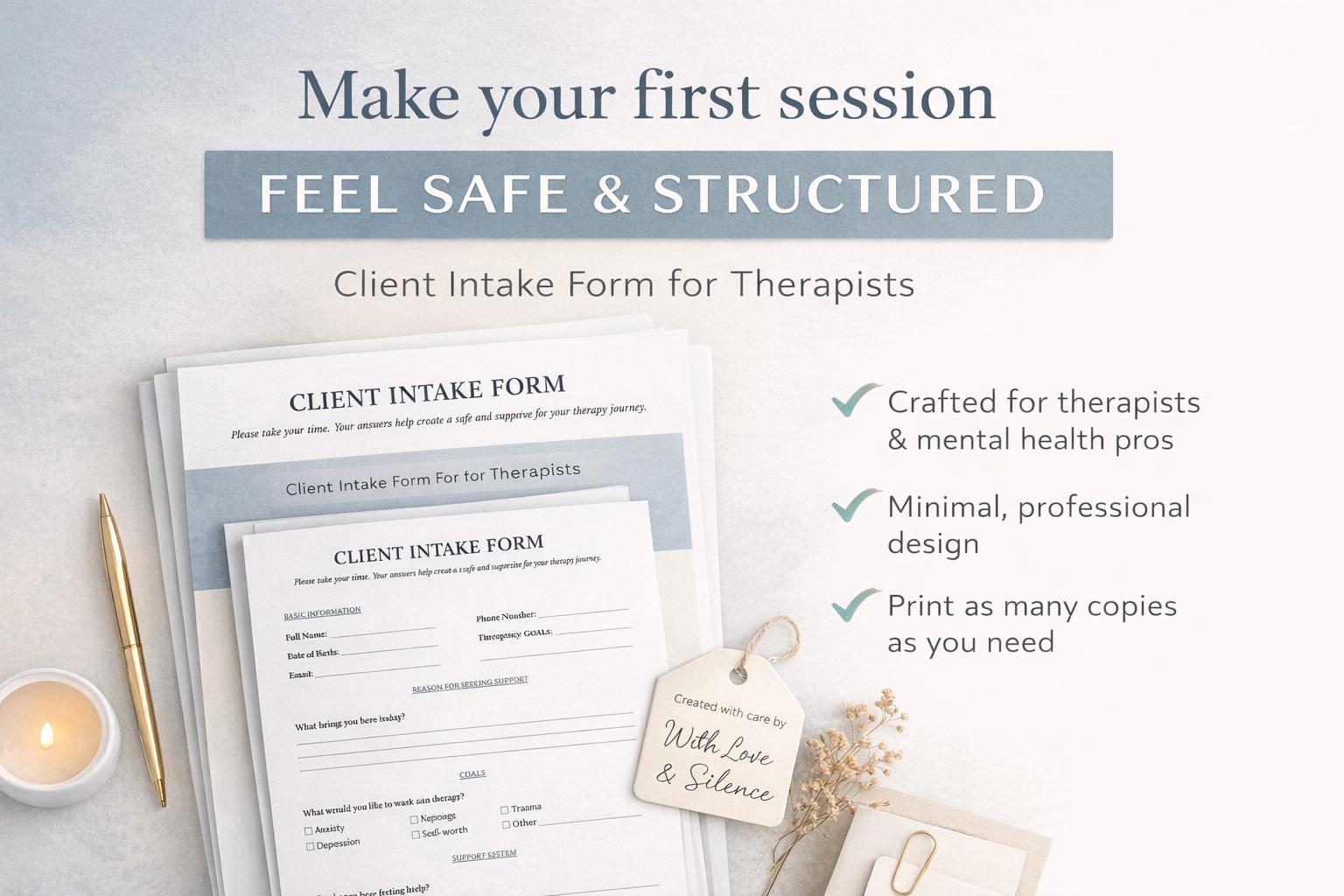 Therapist Client Intake Form | Printable Counseling PDF Template - Etsy ...