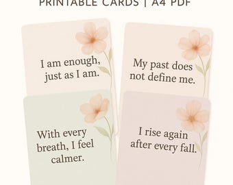 Printable Mini Affirmation Cards: 20 Self-Love & Healing Quotes for Daily Motivation (PDF)