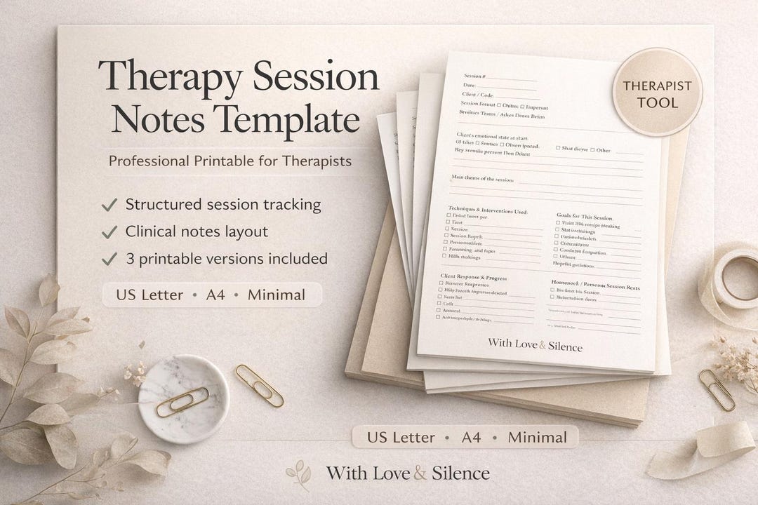 Therapy Session Notes Template | Clinical Client Log (PDF Download) - Etsy