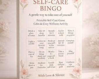 Bingo de salud mental / Un juego de autocuidado suave para días de atención plena / PDF imprimible