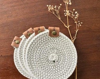 Handmade Cotton Rope Coasters | Set of 4 | Housewarming Gift | Natural Colors