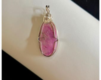 Pink Cobalt Calcite Pendant, Wire Wrapped Pendant, Cobalt Calcite Gemstone