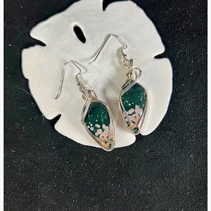 Ocean Jasper Earrings , Wire Wrapped Earrings , Ocean Jasper Gemstone Earrings, Gemstone Earrings