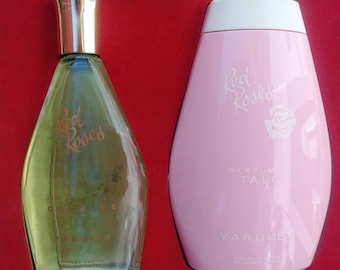 Vintage Yardley Red Roses Cologne & Talc Gift Set