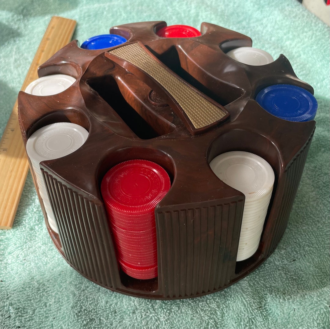 Vintage E S Lowe Poker Chips Carousel Holder W/ Card Slots & Etsy