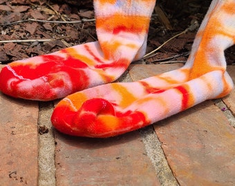 Tie dye socks red orange yellow fire dancer