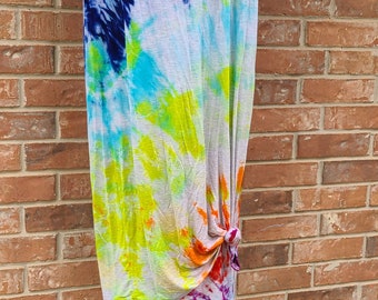 Medium full Length summer beach vacation  relaxation rainbow Cotton dress