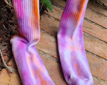 Tie dye socks purple and orange