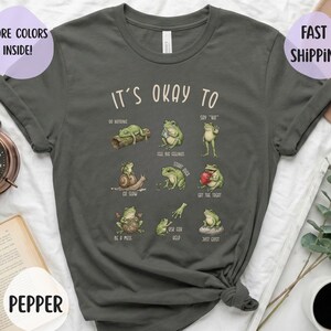 Grappige kikker cadeau-shirt geestelijke gezondheid voor vrouwen, zelfzorg-T-shirt, troostkleuren, angstverlichting, therapeut cadeau, burn-out herstel, affirmatie