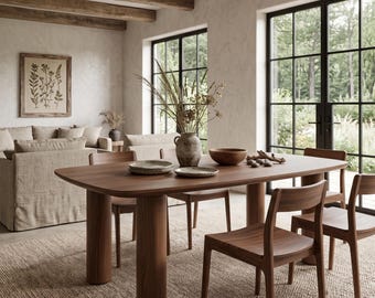 Custom Walnut Dining Table: Handcrafted Solid Wood Kitchen Furniture