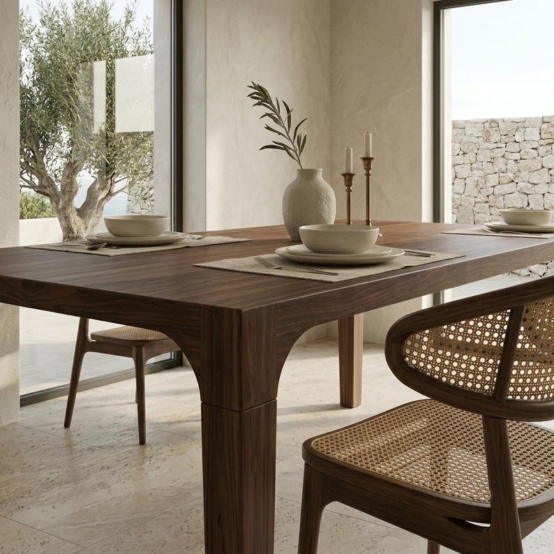 Solid Walnut Custom Dining Table | Handcrafted Natural Furniture 画像 3