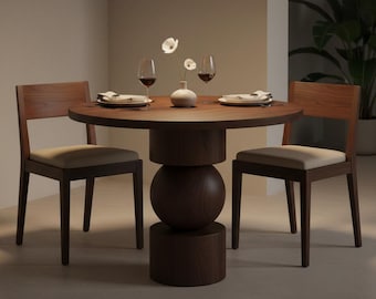 Round Kitchen Dining Table, Handmade Modern Furniture, Rustic Style