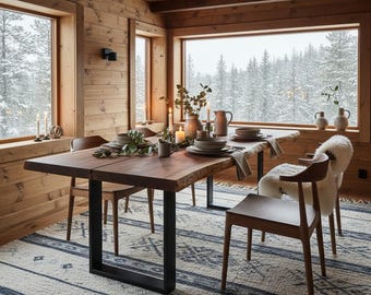 Walnut Dinner Table, Live Edge Kitchen Tables, Dining Room Table
