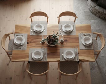Live Edge Dining Table | Solid Wood Kitchen & Dining Room Furniture Custom Size