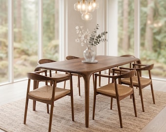 Solid Walnut Dining Table | Custom Handcrafted Wood Furniture, Natural Grain Centerpiece