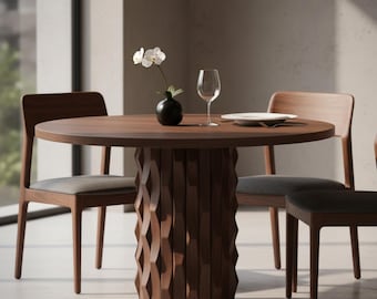 Modern Round Kitchen Table, Handmade Dining Furniture, Natural Style