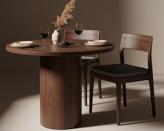 Modern Round Dining Table, Handmade Wooden Kitchen Furniture Design