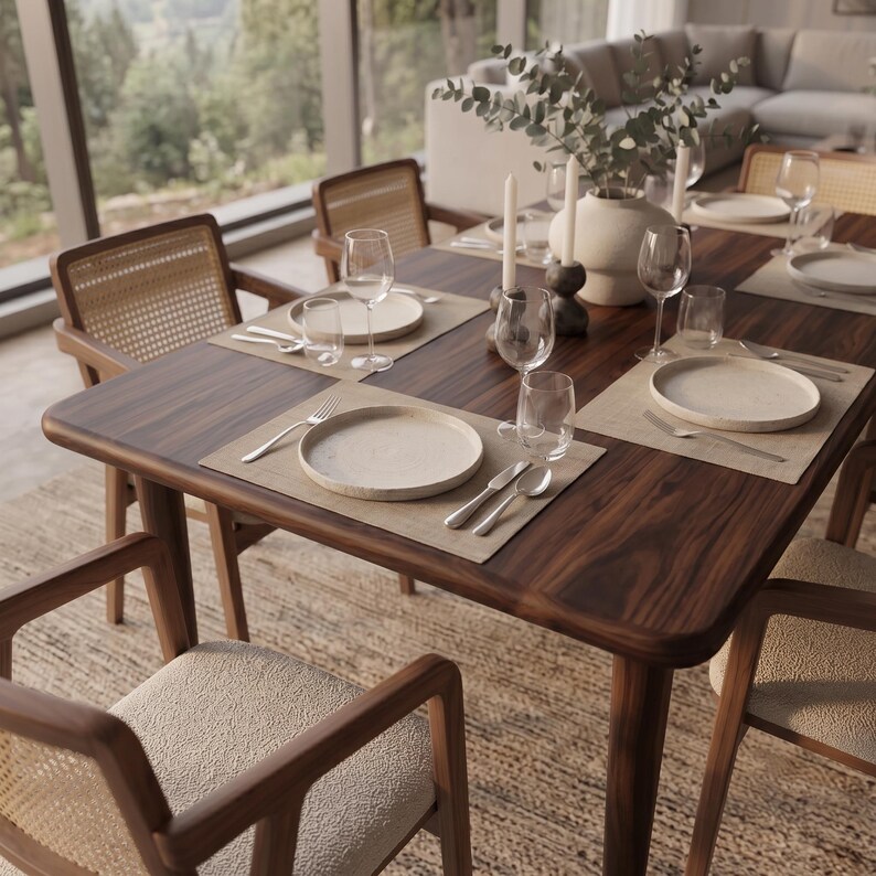 Solid Walnut Dining Table | Custom Handcrafted Natural Wood Furniture image 6