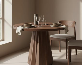 Round Dining Table, Wooden Kitchen Table, Handmade Modern Furniture
