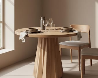 Round Dining Table, Wooden Kitchen Table, Handmade Modern Furniture