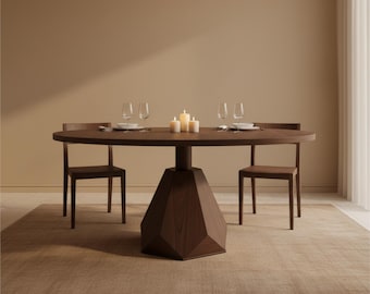 Modern Round Dining Table, Handmade Wooden Kitchen Furniture Design