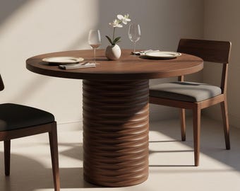 Rustic Wooden Round Table, Handmade Dining Room Furniture Design