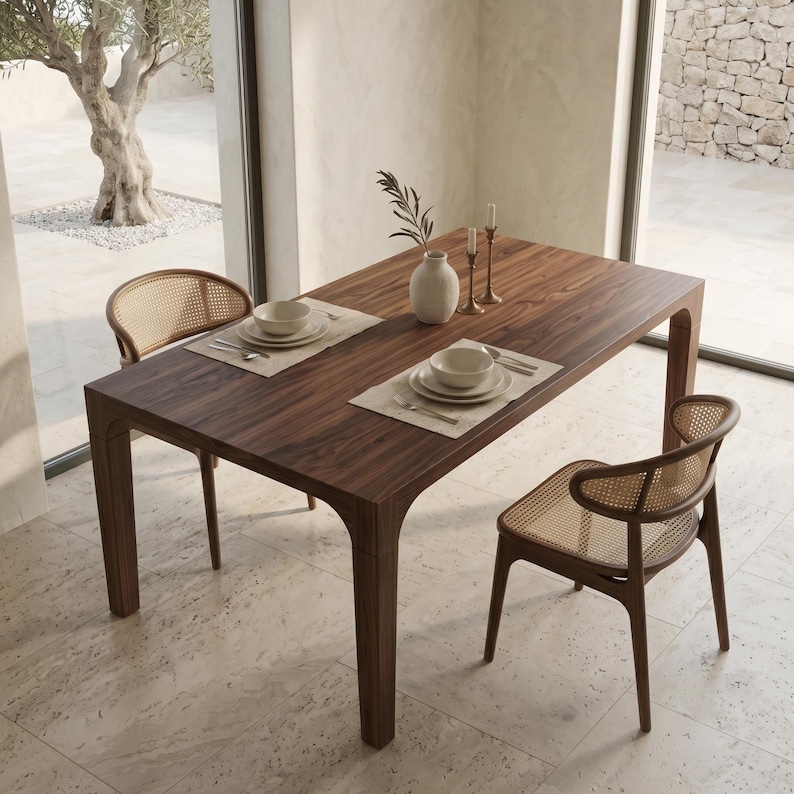 Solid Walnut Custom Dining Table | Handcrafted Natural Furniture 画像 1