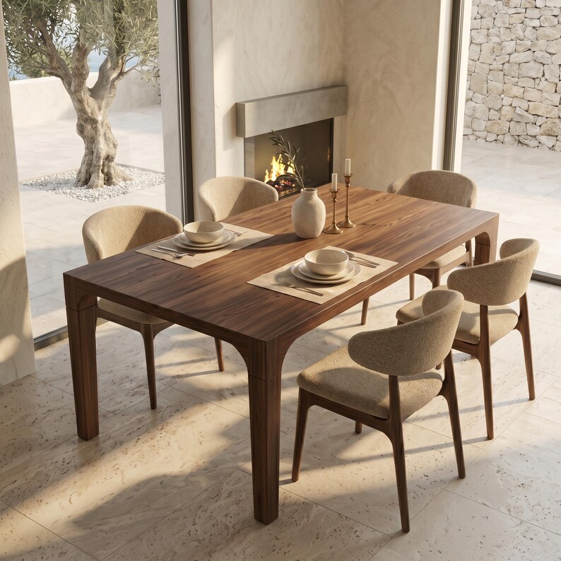 Solid Walnut Custom Dining Table | Handcrafted Natural Furniture 画像 8