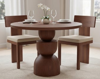 Rustic Round Dining Table, Handmade Wooden Furniture, Modern Kitchen