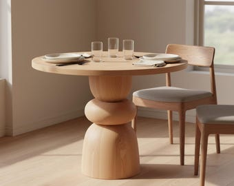 Handmade Round Dining Table, Rustic Modern Kitchen Furniture Design