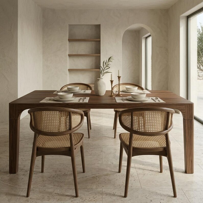 Solid Walnut Custom Dining Table | Handcrafted Natural Furniture 画像 4