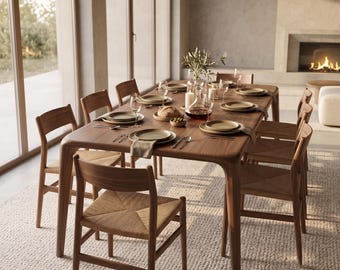 Custom Handcrafted Solid Walnut Dining Table | Natural Wood Furniture