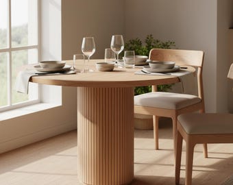 Handmade Wooden Round Table, Modern Dining Room Furniture Design