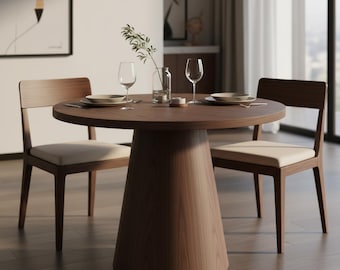 Round Handmade Dining Table, Wooden Furniture, Modern Rustic Design