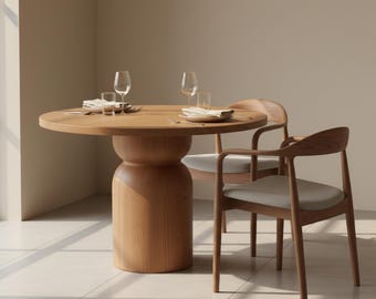 Modern Round Table, Handmade Dining Table, Natural Wood Furniture Style