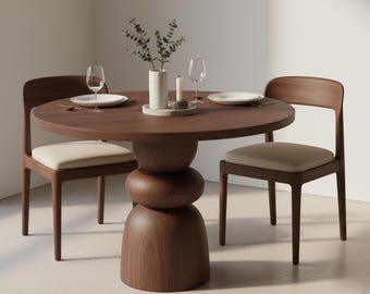 Modern Wooden Round Table, Dining Room Furniture, Handmade Design