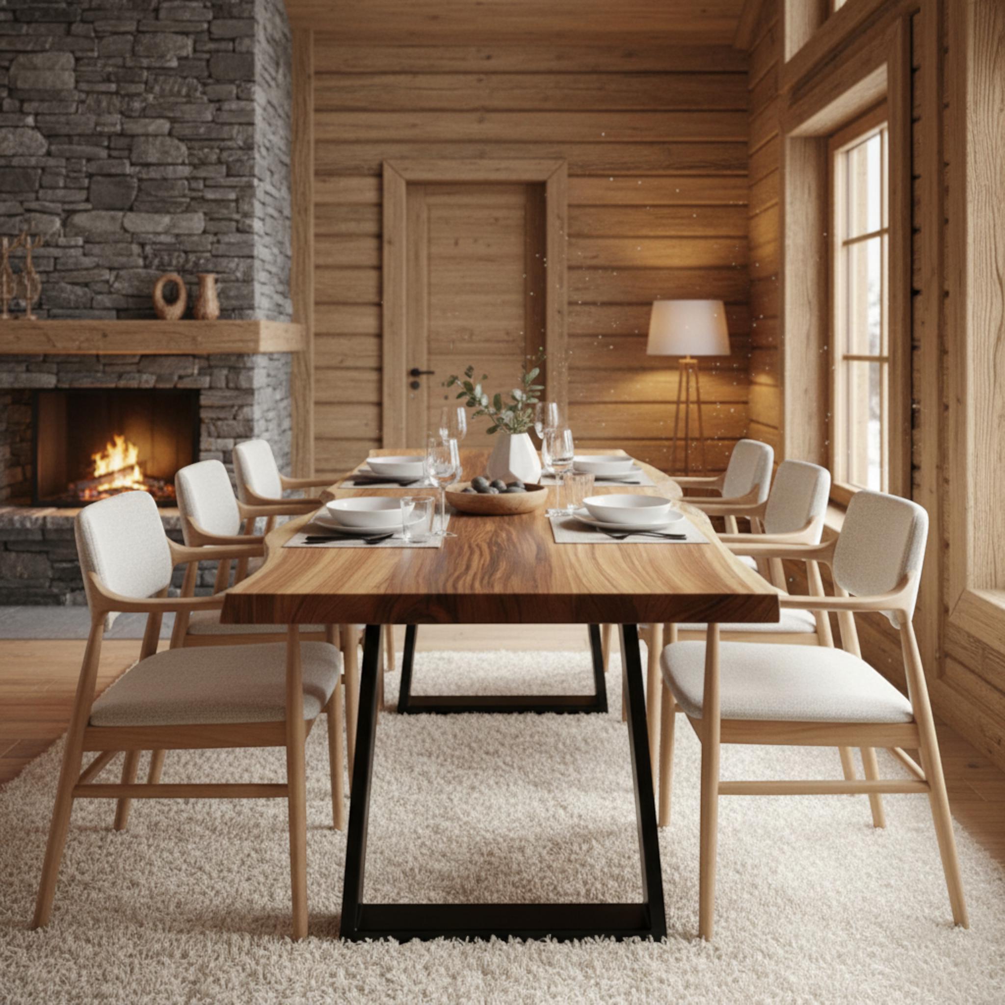 Walnut Dining Table | Solid Wood Live Edge Kitchen & Dinner Room Table ...