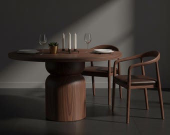 Round Kitchen Table, Handmade Wooden Dining Furniture, Modern Design
